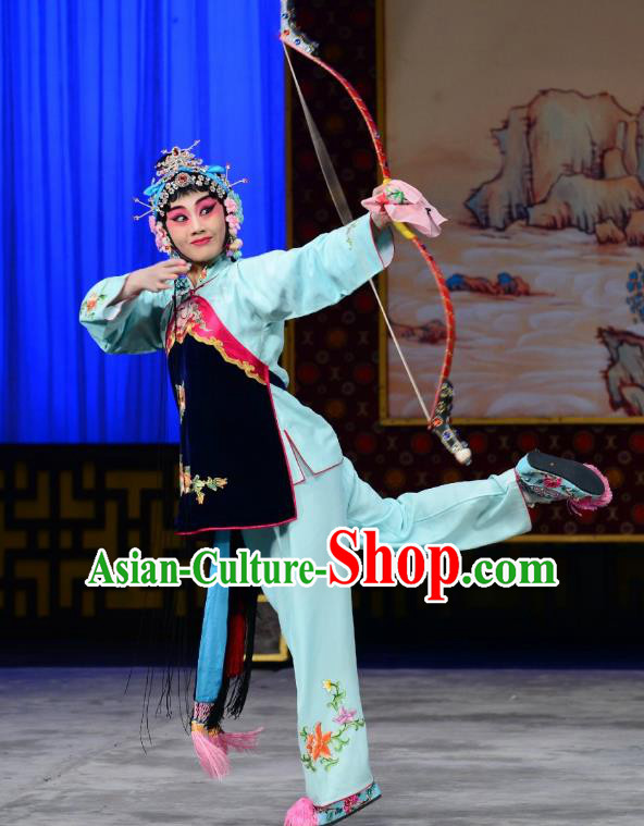 Chinese Beijing Opera Young Beauty Chen Xiuying Apparels Romance of the Iron Bow Costumes and Headpieces Traditional Peking Opera Hua Tan Dress Actress Garment