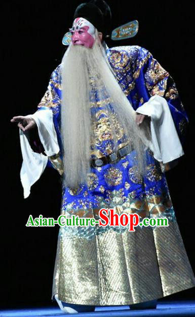 Qing Tian Dao Chinese Peking Opera Elderly Male Yan Song Garment Costumes and Headwear Beijing Opera Official Apparels Minister Clothing
