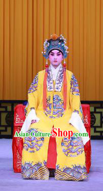 Jiu Jiang Kou Chinese Peking Opera Xiaosheng Garment Costumes and Headwear Beijing Opera Young Male Apparels Emperor Zhu Yuanzhang Clothing