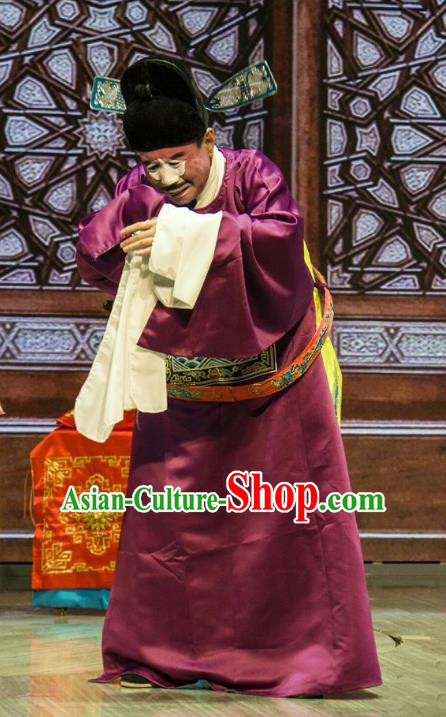 Ba Zhen Tang Chinese Peking Opera Chou Garment Costumes and Headwear Beijing Opera Clown Apparels Official Chang Tianbao Clothing