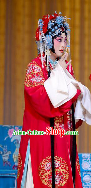 Chinese Beijing Opera Young Mistress Apparels Qi Shuang Hui Costumes and Headdress Traditional Peking Opera Actress Dress Bride Li Guizhi Garment