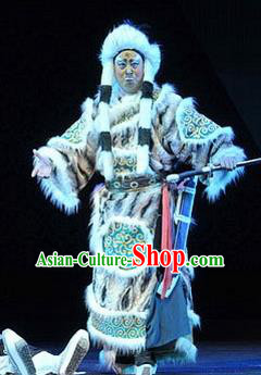 Yue Zhao Sai Bei Chinese Peking Opera Young Male Garment Costumes and Headwear Beijing Opera General Baer Tu Apparels Armor Clothing