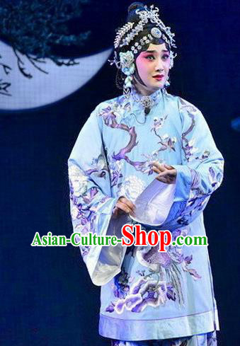 Chinese Beijing Opera Diva Wang Zhuqing Apparels Yue Zhao Sai Bei Costumes and Headdress Traditional Peking Opera Young Female Dress Garment