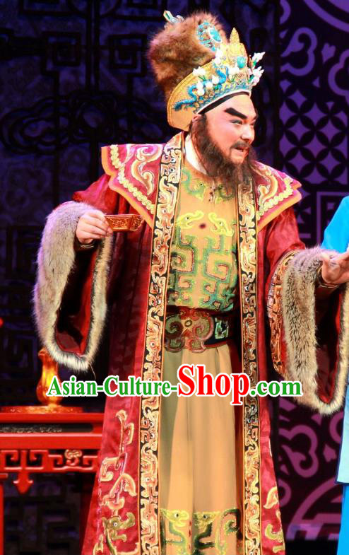 Yue Zhao Sai Bei Chinese Peking Opera Lord Garment Costumes and Headwear Beijing Opera Elderly Male Apparels Royal Highness Clothing