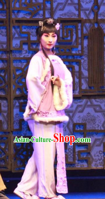 Chinese Beijing Opera Maidservant Apparels Yue Zhao Sai Bei Costumes and Headdress Traditional Peking Opera Servant Girl Dress Garment