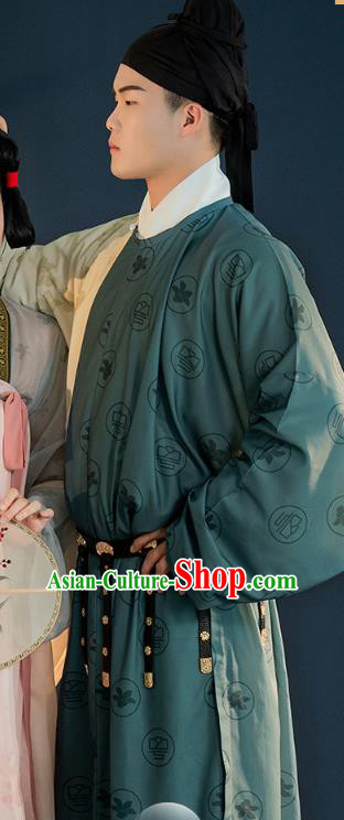 Chinese Ancient Swordsman Hanfu Clothing Traditional Garment Tang Dynasty Young Male Apparels Historical Costumes Round Collar Robe