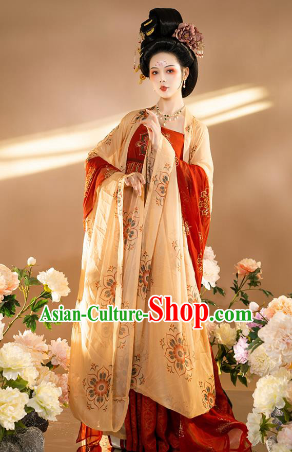 Chinese Traditional Tang Dynasty Court Lady Apparels Historical Costumes Ancient Imperial Concubine Hanfu Dress Royal Princess Garment for Women