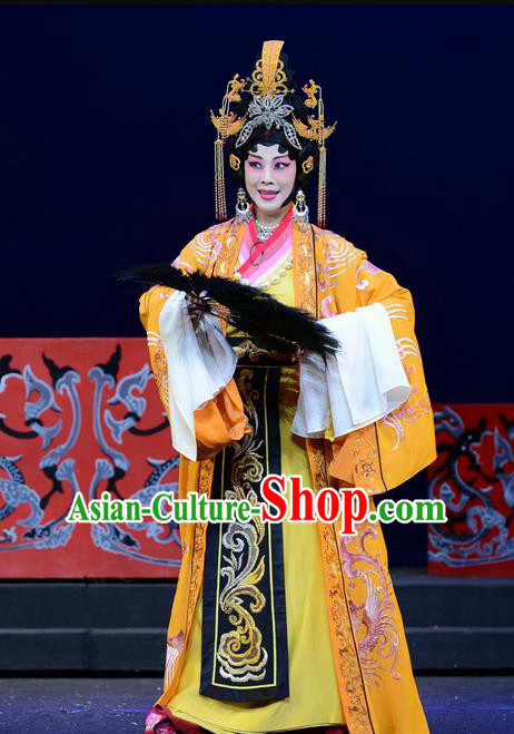 Chinese Beijing Opera Queen Nan Apparels Qu Yuan Costumes and Headpieces Traditional Peking Opera Actress Dress Empress Garment