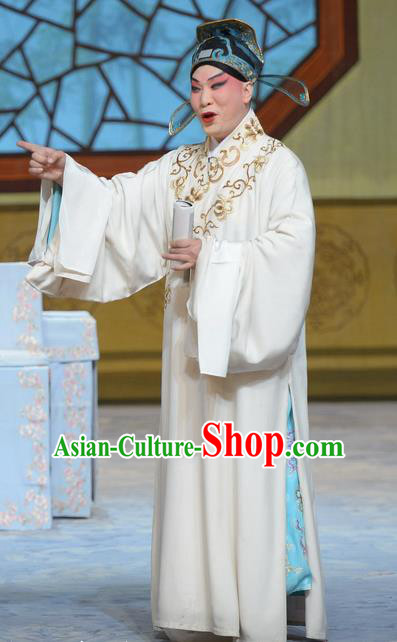 Su Xiaomei Chinese Peking Opera Poet Qin Guan Garment Costumes and Headwear Beijing Opera Xiaosheng Apparels Young Male Scholar Clothing