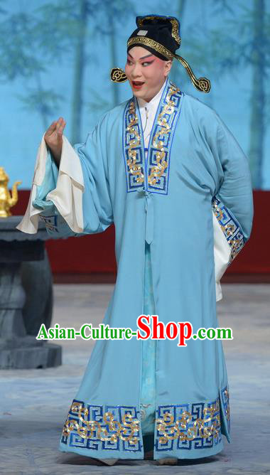 Su Xiaomei Chinese Peking Opera Gifted Youth Garment Costumes and Headwear Beijing Opera Niche Apparels Scholar Qin Guan Clothing