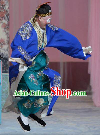 Su Xiaomei Chinese Peking Opera Chou Youth Garment Costumes and Headwear Beijing Opera Clown Apparels Clothing