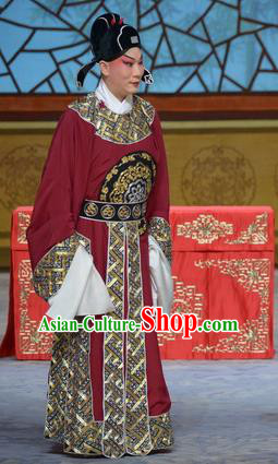 Su Xiaomei Chinese Peking Opera Young Male Garment Costumes and Headwear Beijing Opera Xiaosheng Apparels Scholar Qin Guan Blue Clothing