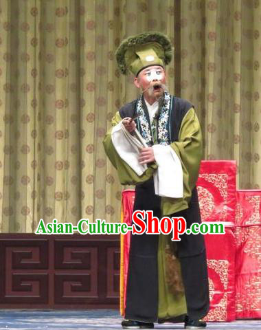 Qin Xianglian Chinese Ping Opera Chou Role Apparels Costumes and Headwear Pingju Opera Laosheng Clothing