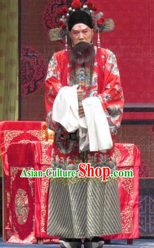 Qin Xianglian Chinese Ping Opera Elderly Male Chen Shimei Garment Costumes and Headwear Pingju Opera Minister Apparels Clothing