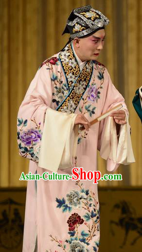 Shi Wen Hui Chinese Peking Opera Scholar Xie Ying Garment Costumes and Headwear Beijing Opera Gifted Youth Young Male Apparels Clothing