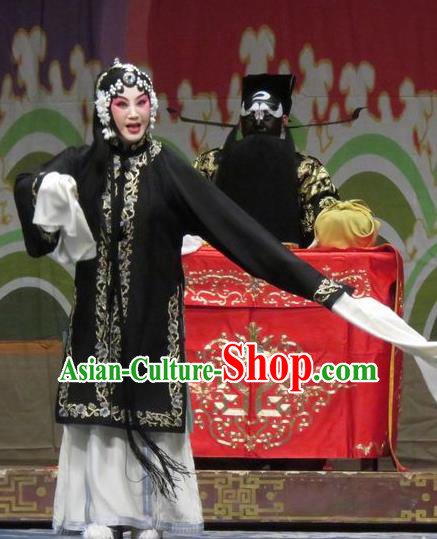 Chinese Ping Opera Tsing Yi Apparels Costumes and Headpieces Traditional Pingju Opera Distress Female Qin Xianglian Black Dress Garment