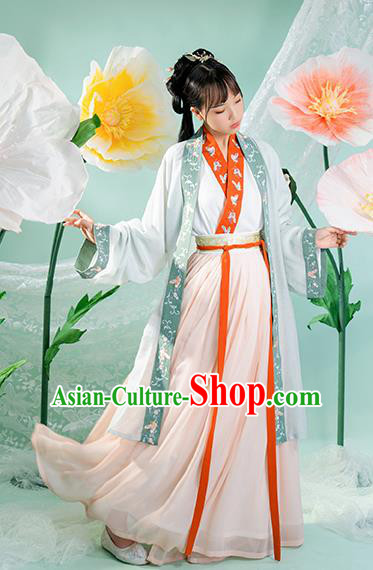 Chinese Ancient Country Female Hanfu Dress Garment Apparels Traditional Song Dynasty Village Girl Historical Costumes Complete Set
