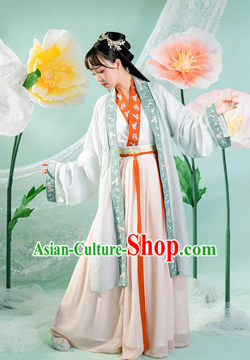 Chinese Ancient Country Female Hanfu Dress Garment Apparels Traditional Song Dynasty Village Girl Historical Costumes Complete Set