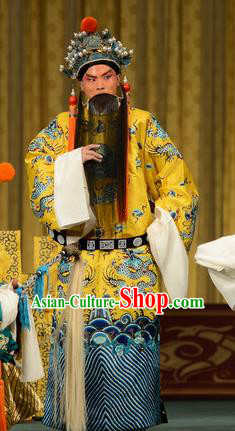 Xiao Yao Jin Chinese Peking Opera Xian Emperor Liu Xie Garment Costumes and Headwear Beijing Opera Elderly Male Apparels Clothing