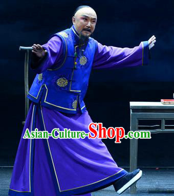 Imperial Envoy Chinese Peking Opera Garment Costumes and Headwear Beijing Opera Elderly Male Apparels Qing Dynasty Old Man Clothing