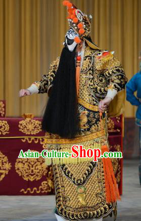 Xiang Yu Chinese Peking Opera Chu King Garment Costumes and Headwear Beijing Opera Laosheng Apparels Monarch Armor Clothing