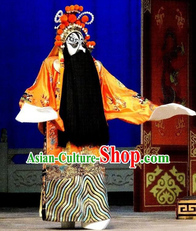 Xiang Yu Chinese Peking Opera Monarch Garment Costumes and Headwear Beijing Opera Laosheng Apparels Chu King Clothing