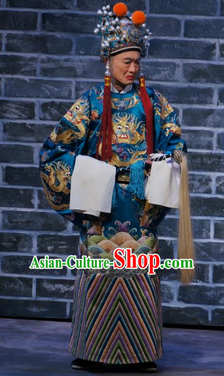 Seven Heros Five Gallants Chinese Peking Opera Old Servant Garment Costumes and Headwear Beijing Opera Court Eunuch Apparels Clothing