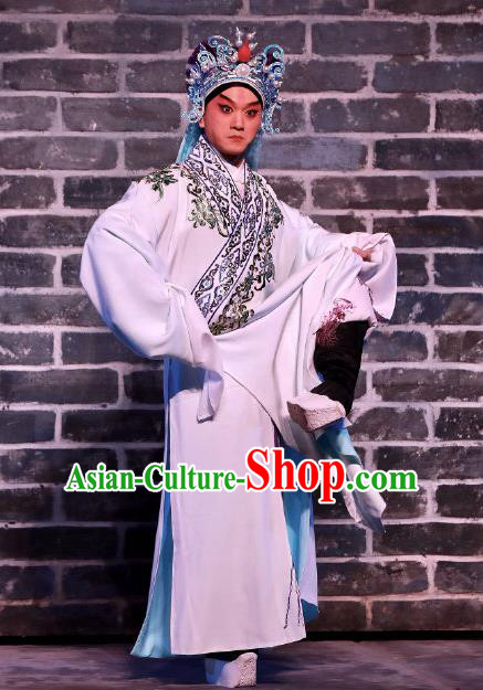 Seven Heros Five Gallants Chinese Peking Opera Swordsman Bai Yutang Garment Costumes and Headwear Beijing Opera Young Male Apparels Knight Clothing