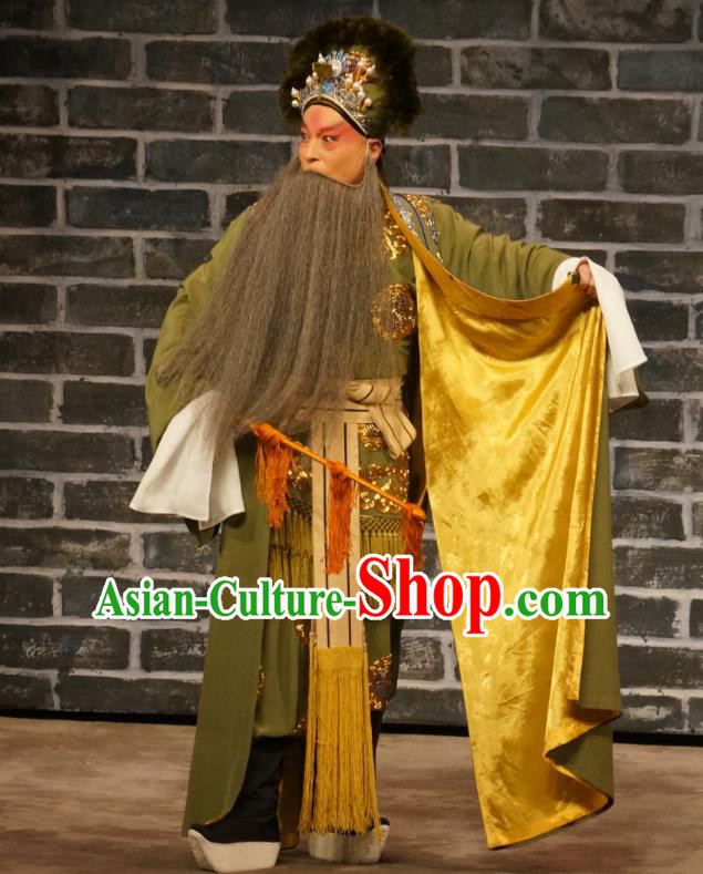 Seven Heros Five Gallants Chinese Peking Opera Elderly Male Garment Costumes and Headwear Beijing Opera Laosheng Apparels Landlord Clothing