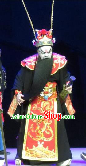 Saving Orphan Chinese Ping Opera Treacherous Official Garment Costumes and Headwear Pingju Opera Laosheng Tuan Gu Apparels Clothing