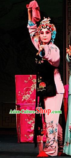 Chinese Ping Opera Xiaodan Apparels Costumes and Headpieces Traditional Pingju Opera San Jie Lie Young Lady Dress Garment