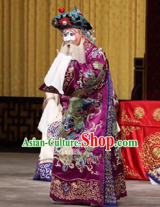 Xing Han Tu Chinese Peking Opera Elderly Male Garment Costumes and Headwear Beijing Opera Apparels Laosheng Kuai Che Clothing