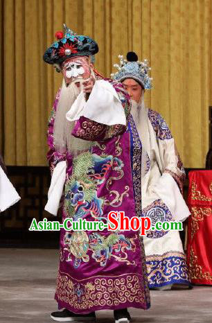 Xing Han Tu Chinese Peking Opera Elderly Male Garment Costumes and Headwear Beijing Opera Apparels Laosheng Kuai Che Clothing