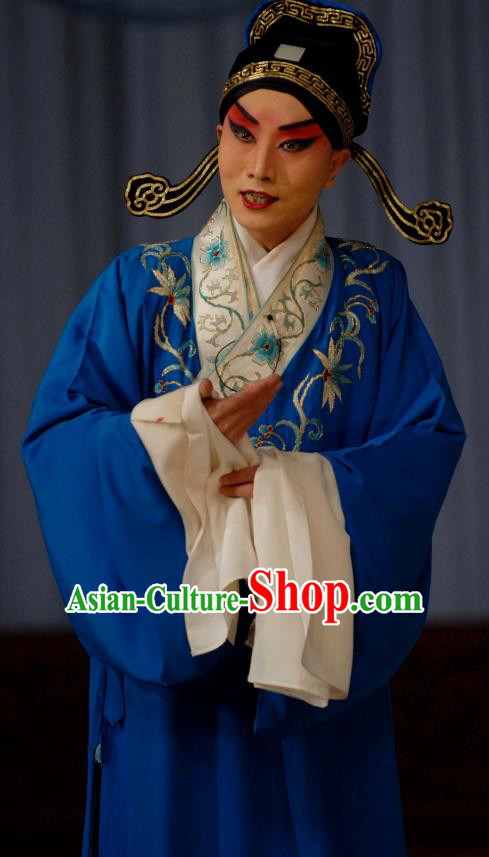 Liu Lanzhi Chinese Peking Opera Niche Garment Costumes and Headwear Beijing Opera Young Male Apparels Scholar Jiao Zhongqing Clothing