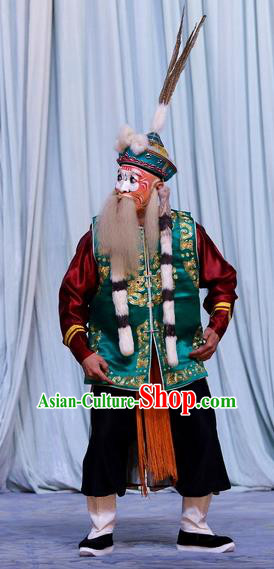Return to the Han Dynasty Chinese Peking Opera Figurant Garment Costumes and Headwear Beijing Opera Old Soldier Apparels Clothing