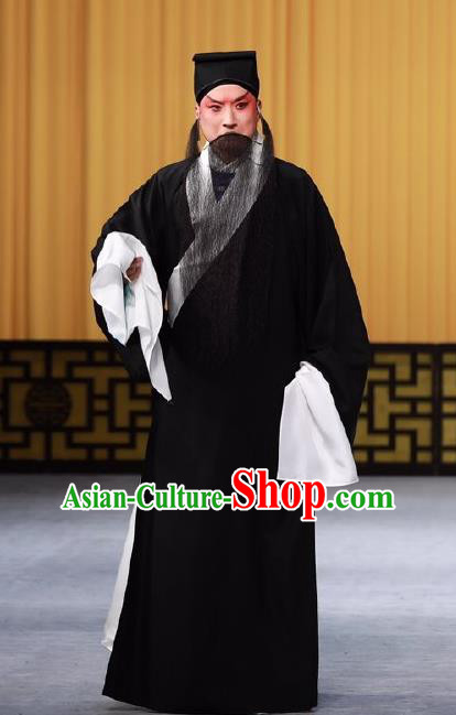 Wen Zhao Guan Chinese Peking Opera Elderly Male Garment Costumes and Headwear Beijing Opera Laosheng Wu Zixu Apparels Clothing