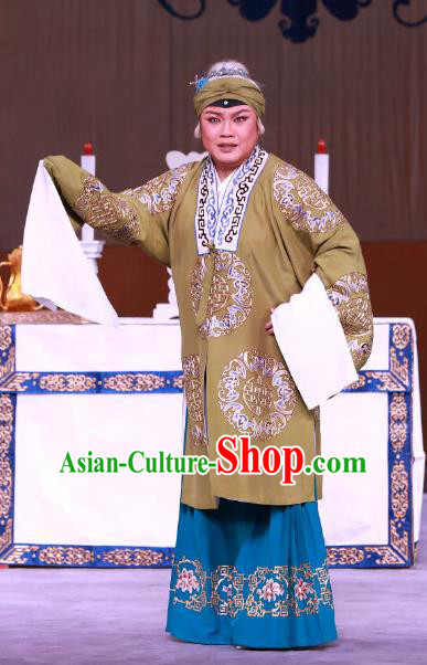 Chinese Beijing Opera Pantaloon Apparels Hong Mu Ma Chou Costumes and Headpieces Traditional Peking Opera Elderly Female Dress Dame Garment