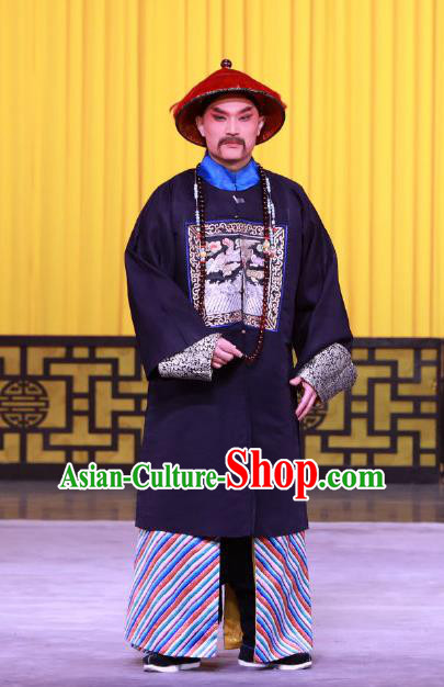Hong Mu Ma Chou Chinese Peking Opera Minister Garment Costumes and Headwear Beijing Opera Official Apparels Clothing