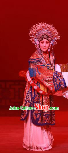 Chinese Beijing Opera Hua Tan Apparels Hong Mu Ma Chou Costumes and Headpieces Traditional Peking Opera Actress Dress Rani Garment