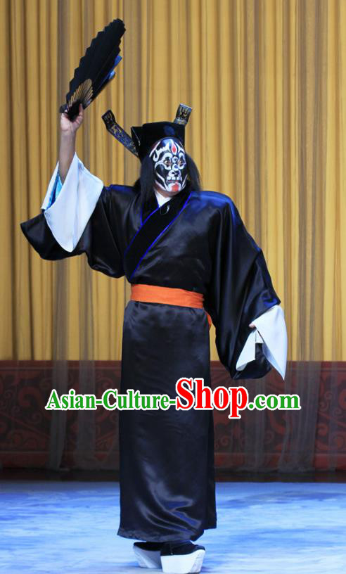 You Liu Dian Chinese Peking Opera Hell God Garment Costumes and Headwear Beijing Opera Ghost Soldier Apparels Clothing