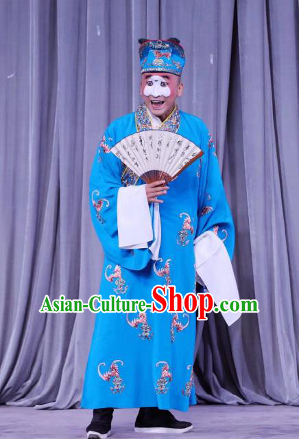 Xun Guanniang Chinese Peking Opera Rich Childe Garment Costumes and Headwear Beijing Opera Young Man Blue Apparels Clothing