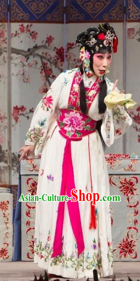 Chinese Beijing Opera Diva Apparels Xun Guanniang Costumes and Headpieces Traditional Peking Opera Hua Tan Dress Young Lady Garment