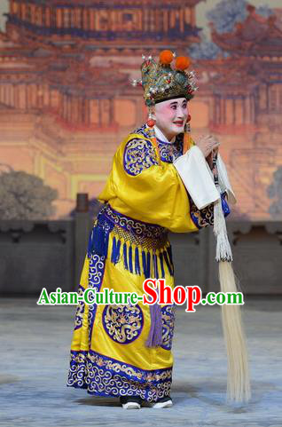 Empress With Great Feet Chinese Peking Opera Court Eunuch Garment Costumes and Headwear Beijing Opera Palace Servant Apparels Clothing