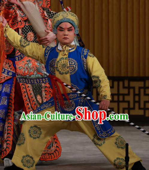Dingjun Mount Chinese Peking Opera Wusheng Garment Costumes and Headwear Beijing Opera Takefu Apparels Soldier Clothing