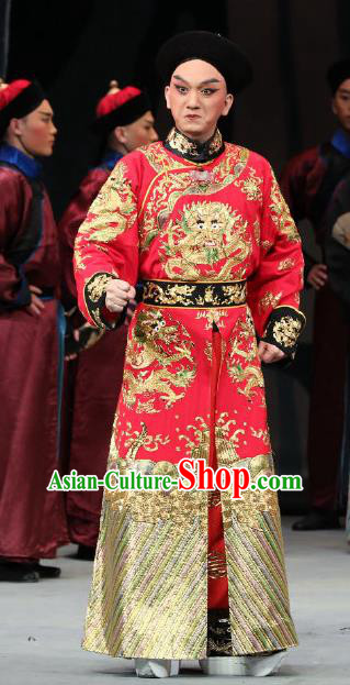Inspector And Prince Chinese Peking Opera Royal Highness Garment Costumes and Headwear Beijing Opera Apparels Infante Red Clothing