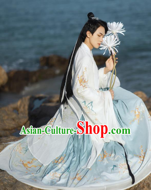 Chinese Traditional Jin Dynasty Scholar Historical Costumes Ancient Noble Childe Hanfu Swordsman Clothing for Men