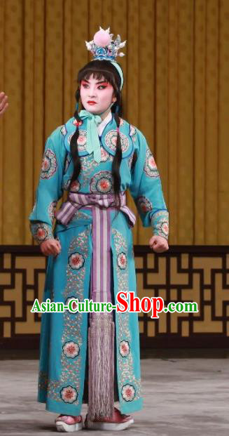 Ming Mo Yi Hen Chinese Peking Opera Wa Wa Sheng Chongzhen Garment Costumes and Headwear Beijing Opera Young Boy Apparels Prince Blue Clothing