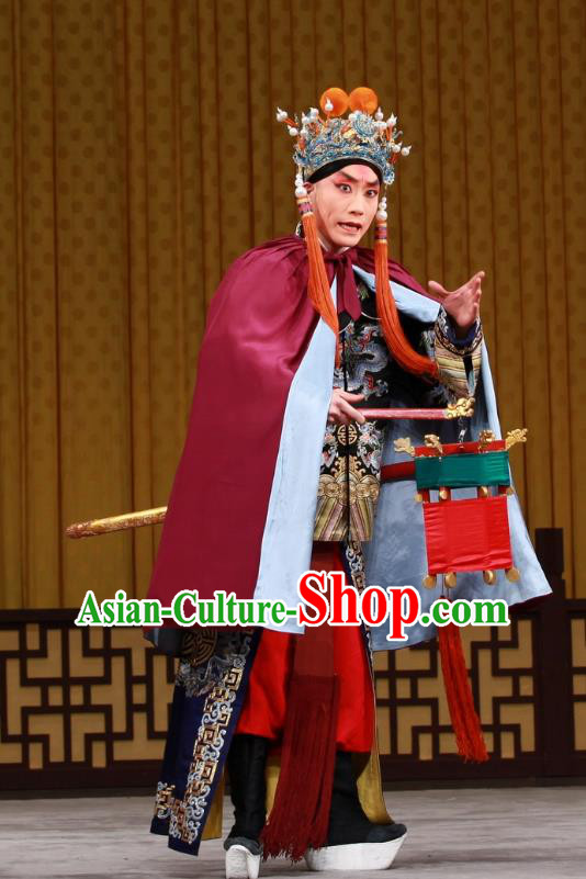 Ming Mo Yi Hen Chinese Peking Opera Imperial Bodyguard Garment Costumes and Headwear Beijing Opera Wusheng Apparels Martial Male Clothing