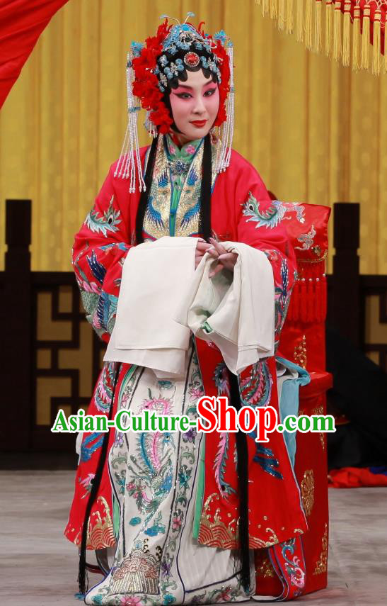 Chinese Beijing Opera Bride Xue Xiangling Apparels Chun Qiu Pavilion Costumes and Headpieces Traditional Peking Opera Hua Tan Dress Rich Lady Garment