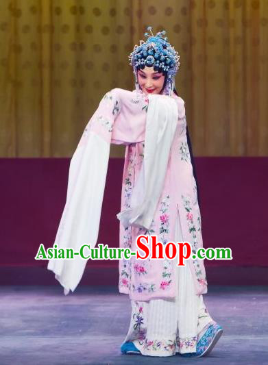 Chinese Beijing Opera Hua Tan Apparels Chun Gui Meng Costumes and Headpieces Traditional Peking Opera Actress Pink Dress Young Mistress Garment
